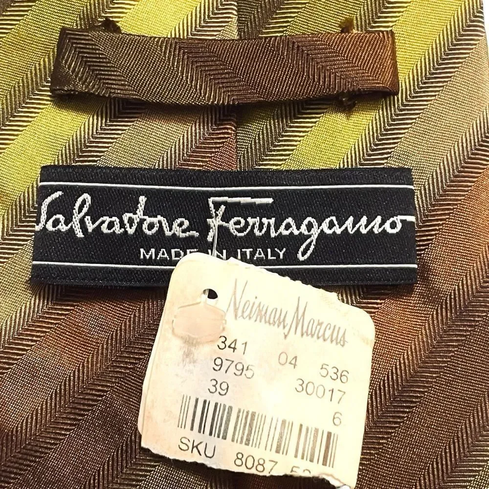 NWT - Vintage Salvatore Ferragamo Striped Silk Tie